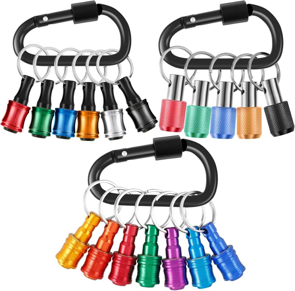 Porte-clé pour embouts de perceuse 18 pièces, porte-embout à tige hexagonale 1/4 pouce, porte-embout d’extension en alliage d’aluminium à changement rapide, porte-embout de perceuse portable long et court, adaptateur de vis de perceuse à changement porte-clé (B) | Verseurs à Embouts Multiples