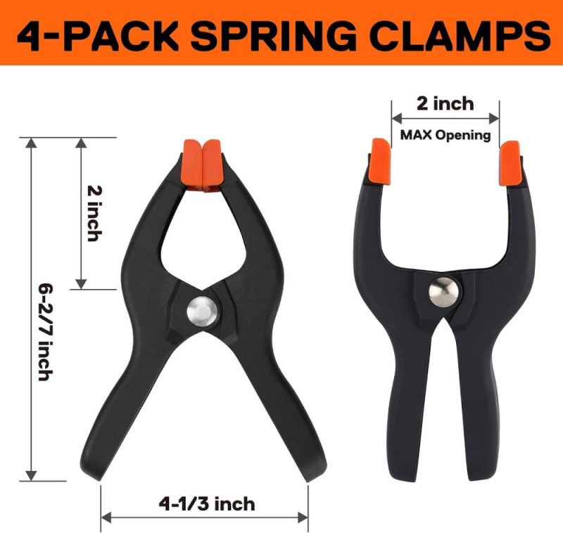 Sangle de serrage 5-en-1 avec 4 pinces à ressort 6-2/7", support de sangle de serrage pour encadrement en bois, pince à bande à action rapide | Pinces