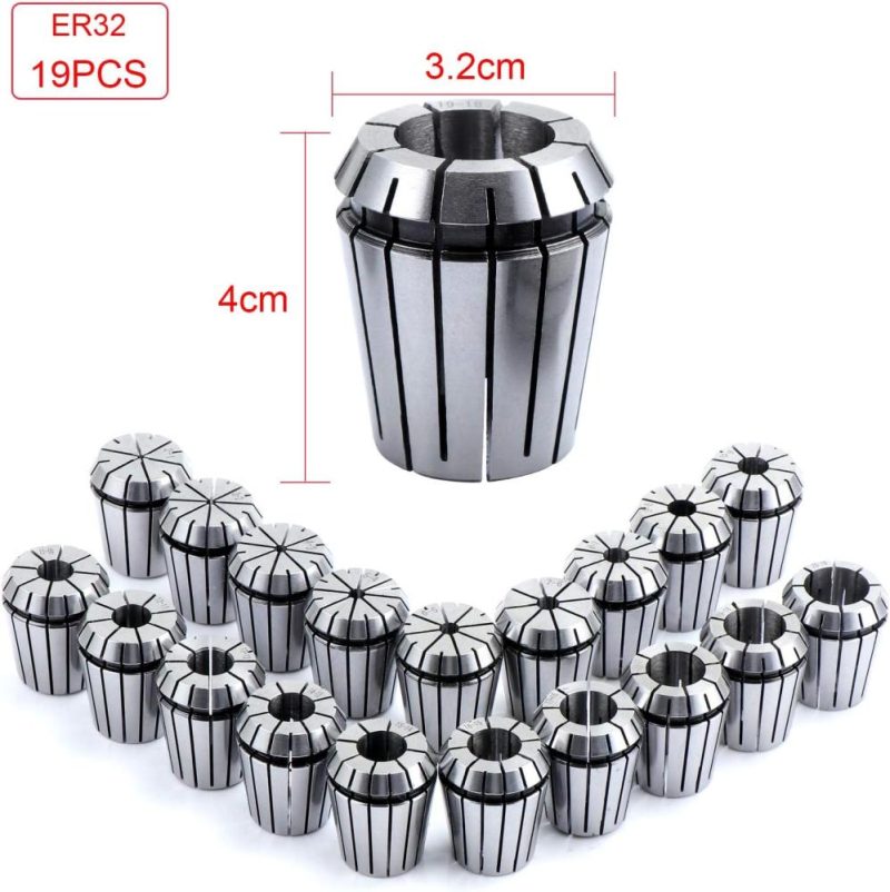 Set de 19 pièces de pinces à ressort ER32 de précision pour le maintien de pièces CNC, gravure et outils de fraisage et de tour, 2 mm-20 mm | Collets