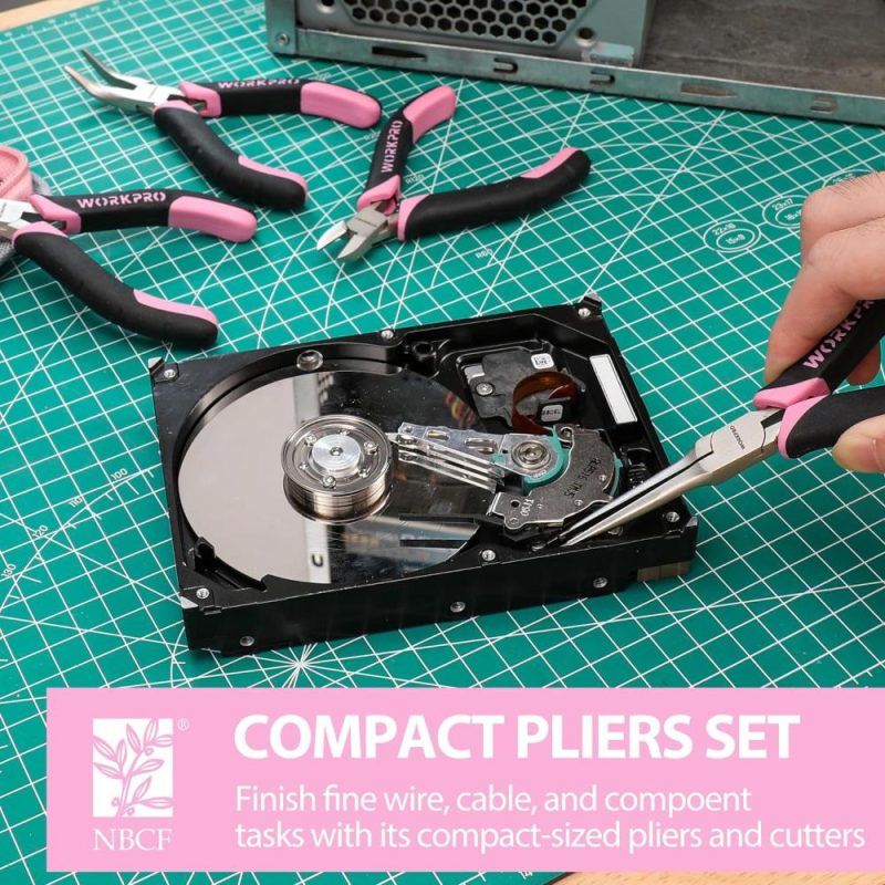 Set de 33 pièces d’outils de précision comprend un ensemble de pinces, un ensemble de tournevis, un couteau de bricolage et d’utilité, des pincettes, un kit d’outils de réparation électronique avec pochette pour ordinateurs portables, téléphones, ordinateurs – Ruban rose | Sets de Tournevis