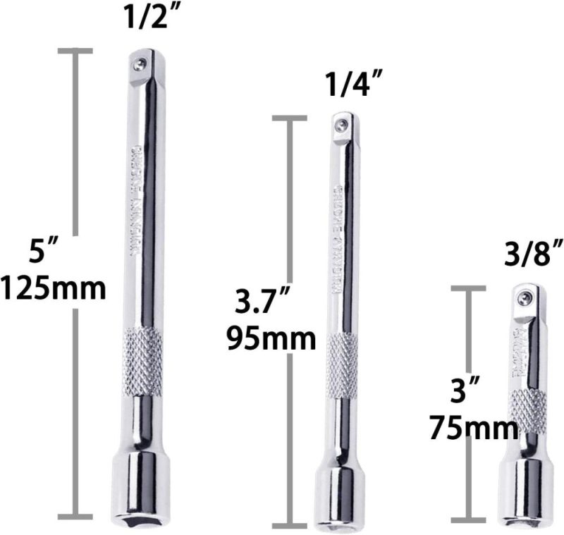 Set de barres d’extension de 6 pièces, 1/4", 3/8" et 1/2" barre glissante à poignée en T, clé en acier au chrome vanadium de qualité supérieure avec traitement électrolytique pour conducteur à cliquet et réparation automobile. | Clé à Douille