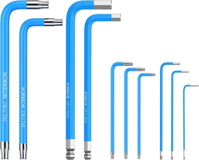 Set de clés à molette 18 pièces, clé Allen Torx métrique, ensemble de clés hexagonales à bout boule avec codage visible pour réparation de vélo, moto, assemblage de meubles, bricolage domestique, 1,5 mm-10 mm et T10-T50. | Clé Hexagonale