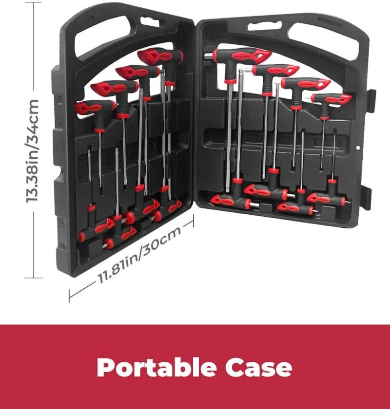 Set de clés hexagonales et Torx de 16 pièces, clé Allen en T avec étui, pour arbres longs, support de rangement, auto, vélo, moto | Clé Hexagonale