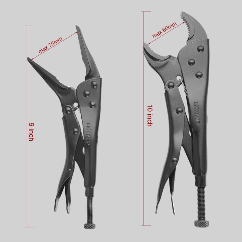Set de pinces à verrouillage 2 pièces, pinces à mâchoire courbée de 10 pouces et pinces à long nez de 9 pouces. | Pinces-étaux et Pinces de Blocage