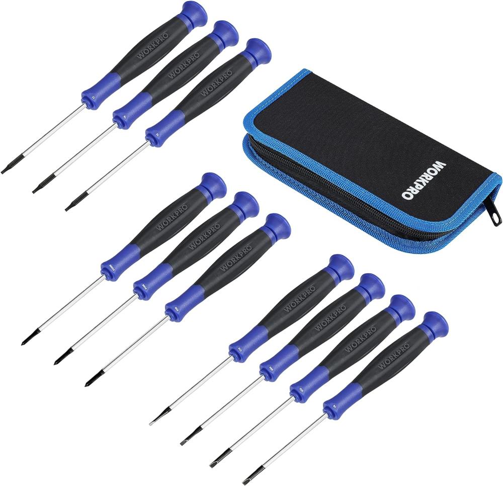 Set de tournevis de précision 10 pièces avec étui, cruciforme, fente, étoile Torx, kit d’outils de réparation de tournevis magnétique, prise antidérapante, pour lunettes, montres, ordinateurs, ordinateurs portables, téléphones. | Sets de Tournevis