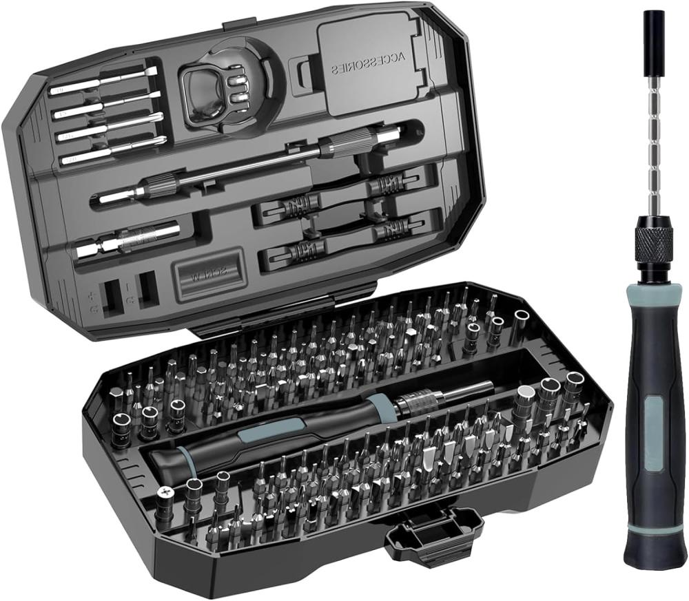 Set de tournevis de précision 152 en 1, kit d’outils de réparation électronique professionnel, set de tournevis magnétique avec étui, pour Macbook, iPhone, montre, ordinateur, portable, bijoutiers, lunettes, manette Xbox, bricolage. | Sets de Tournevis