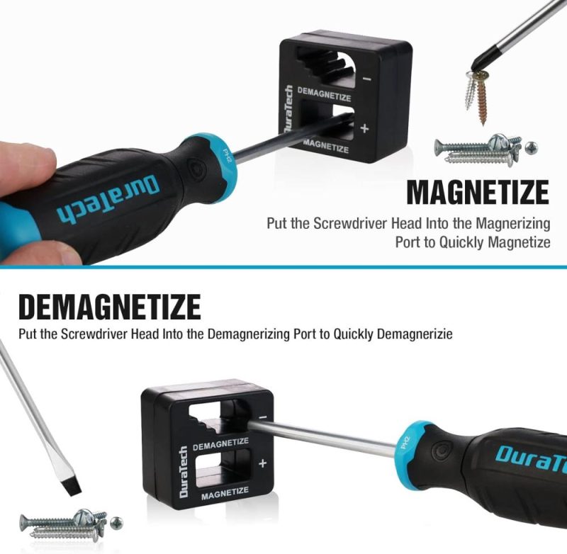 Set de tournevis magnétiques de 8 pièces, 3 tournevis Phillips et 4 tournevis à fente en acier allié S2, 1 pièce de magnétiseur-démagnétiseur, plateau de rangement inclus. | Sets de Tournevis