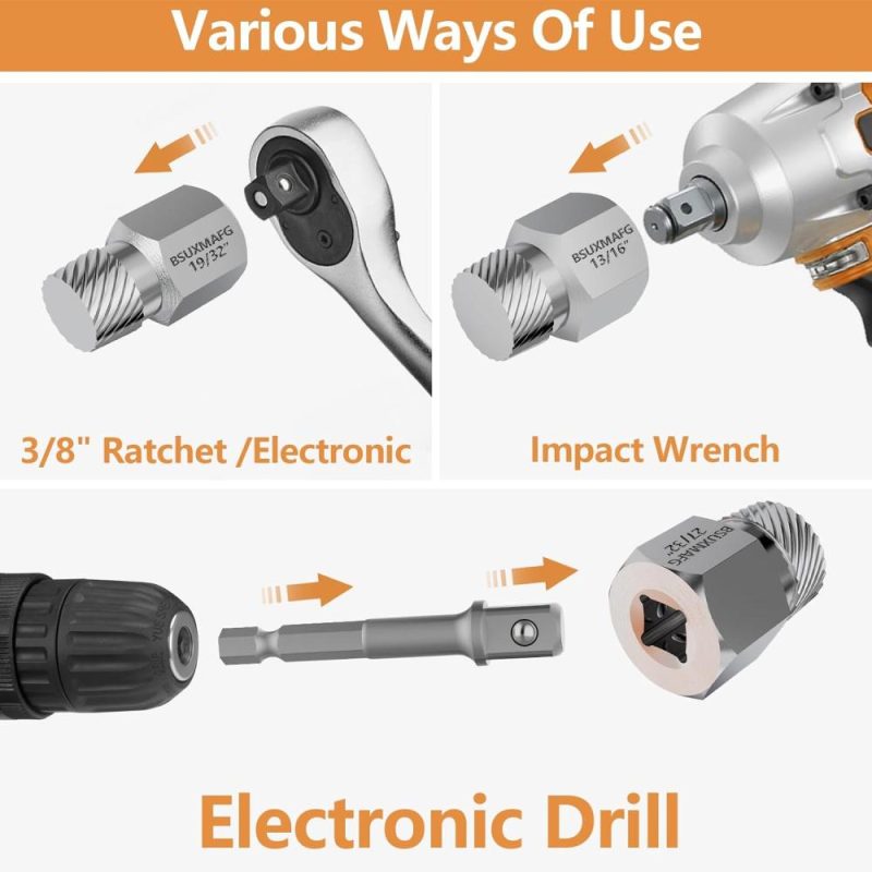 Set d’extracteurs de vis amélioré, 25 pièces, jeu d’extracteurs de boulons Easy Out de 3/8 pouces, multi-spline, pour enlever les goujons, boulons, vis cassés. | Extracteurs de Tarauds
