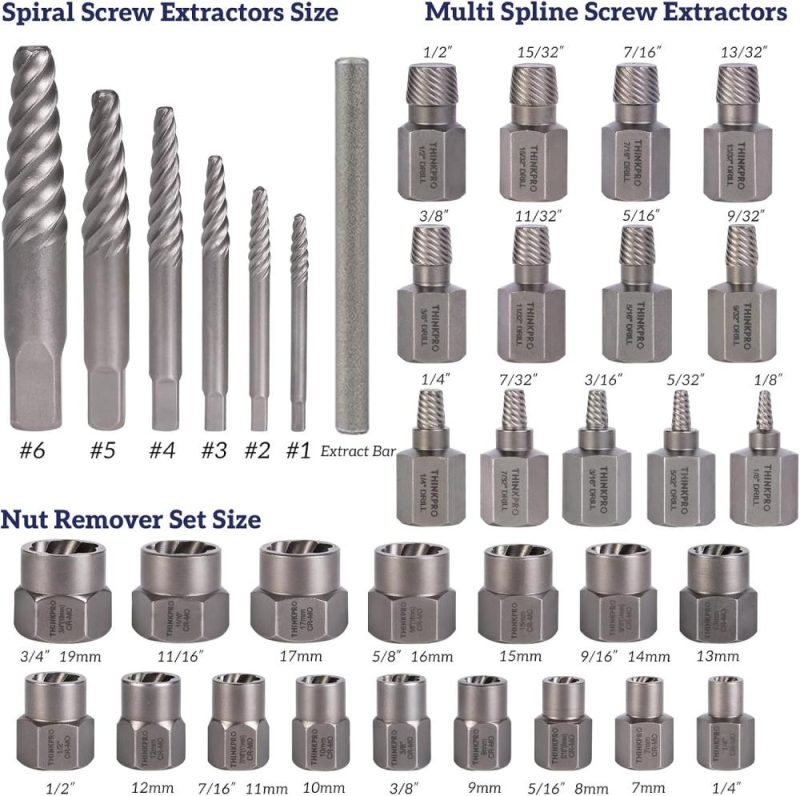 Set d’extracteurs de vis et boulons de 36 pièces, outil de retrait de boulons à fente multiple 2-en-1, kit d’outils de retrait de vis endommagées, gelées, rouillées, boulons et écrous arrondis. | Extracteurs de Tarauds