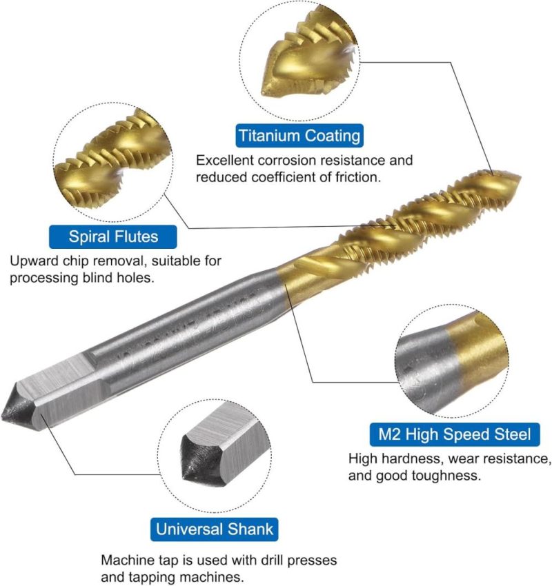 Taps à filetage hélicoïdal, 12-28 Unf 2B, outil de taraudage en acier rapide 6542 revêtu de titane pour réparation de machiniste | Tarauds de Filetage