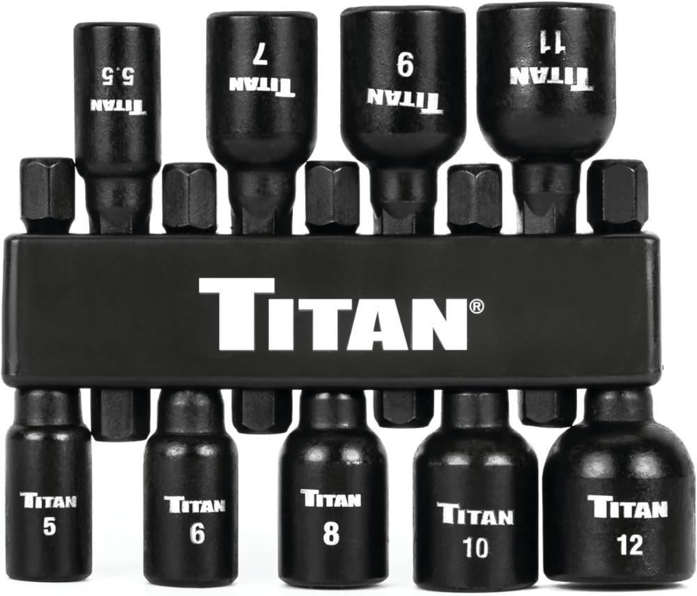 Titan 16297 Ensemble de tournevis à douille magnétique métrique de 9 pièces, ensemble de poseurs de noix | Tourne-écrous