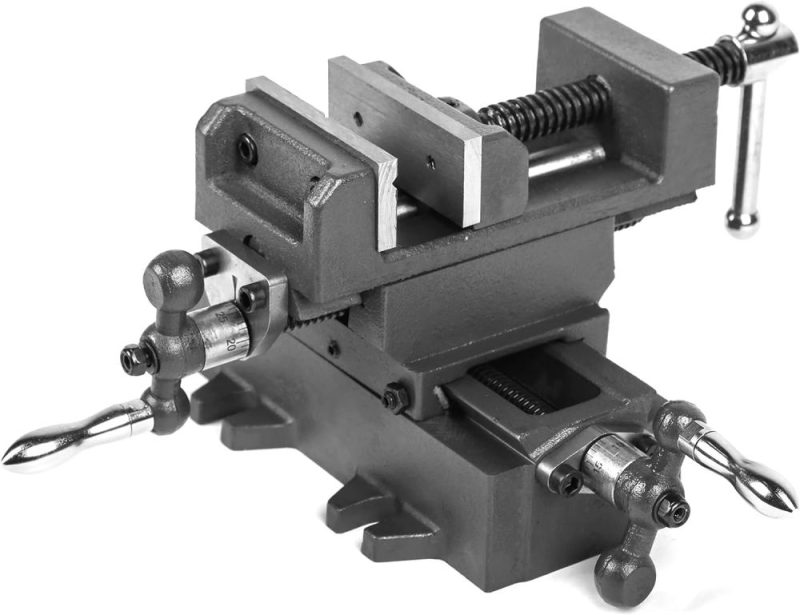 Vise croisé, 3,25 pouces avec glissière compound pour fraiseuses et perceuses à colonne | Étaux