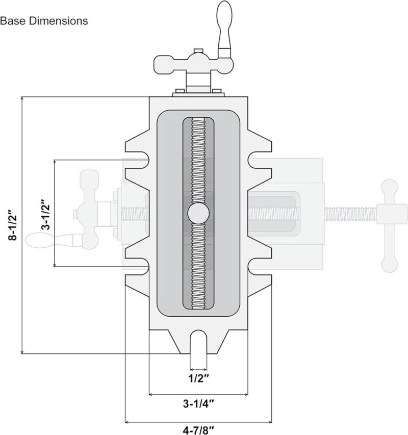 Vise croisé, 3,25 pouces avec glissière compound pour fraiseuses et perceuses à colonne | Étaux