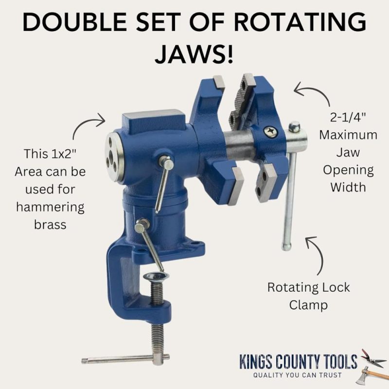 Vise Modulaire Multi-Position | Table de Travail en Fonte pour Bois et Métal | Double Ensemble de Mâchoires Rotatives | Enclume Intégrée | Facile à Déplacer | Largeur d’Ouverture Maximale des Mâchoires de 2-1/4" | Étaux