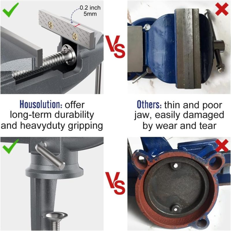 Vise Universel de Table 3 Pouces, Étau à Base Pivotante à 360° pour Banc de Travail, Étau de Maison, Outil de Réparation Portable pour Banc de Travail pour Menuiserie, Découpe de Conduit, Perçage, Métallurgie, Gris | Étaux